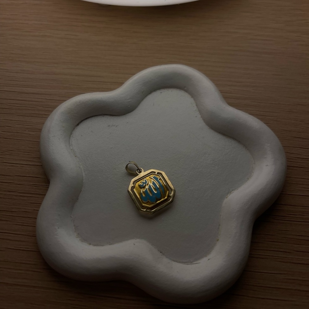 14kt gold Blue double Pendant Charm